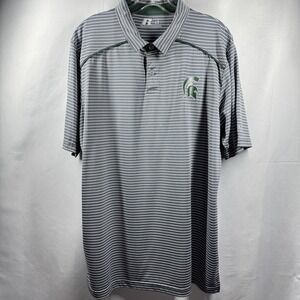 Michigan State‎ Spartans Shirt Mens Large NCAA Basketball Russell Poly Striped